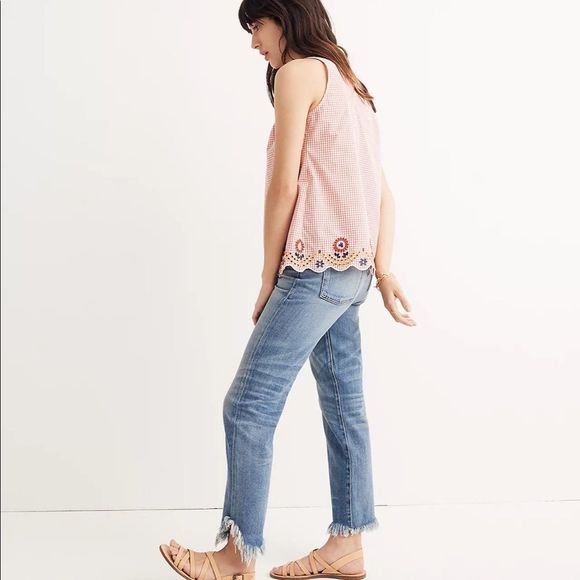 Embroidered Gingham Tank Top - Picture 8 of 8